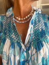 LORETTA CAPONI MILVIA TOP IN FLOWERS WAVES