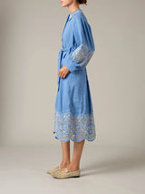 THIERRY COLSON YVONNE DRESS IN GIOPURE CERULEAN BLUE