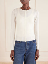 FRAME RIBBED CASHMERE & SILK BLEND CARDIGAN