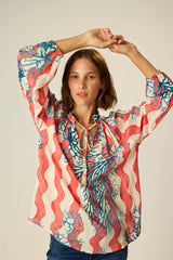 NATALIE MARTIN PENNY BLOUSE IN CORAL WAVE PEACH