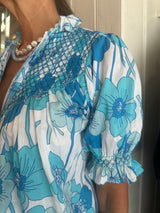 LORETTA CAPONI MILVIA TOP IN FLOWERS WAVES