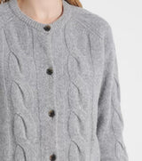 LISA YANG CABLE KNIT CARDIGAN IN GREY