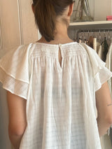 STUDIO WYLDER ATHENA RUFFLE SLEEVE BLOUSE IN WHITE
