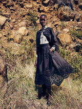 THIERRY COLSON WYNONA SKIRT IN SATIN GUIPURE