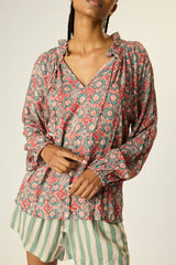 NATALIE MARTIN PENNY BLOUSE IN SPANISH TILE JADE