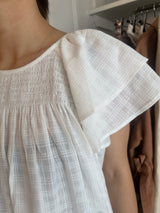 STUDIO WYLDER ATHENA RUFFLE SLEEVE BLOUSE IN WHITE