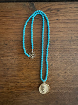 PRE-OWNED HERMINA ATHENS TURQUOISE & GOLD PENDANT RRP £165
