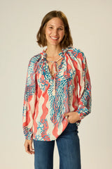 NATALIE MARTIN PENNY BLOUSE IN CORAL WAVE PEACH