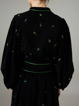 THIERRY COLSON YVONNE MIDI DRESS IN PAVILION EMBROIDERY BLACK