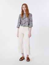 WEEKEND MAX MARA PRINTED COTTON VOILE SHIRT IN NAVY