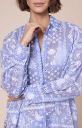 JULIET DUNN HYDRANGEA MEXICAN PRINT SHIRT