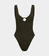 HUNZA G CELINE SWIMSUIT IN METALLIC KHAKI