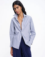 SUZIE KONDI ARI SHIRT IN COTTON POPLIN NAVY STRIPE