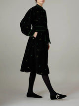 THIERRY COLSON YVONNE MIDI DRESS IN PAVILION EMBROIDERY BLACK