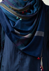 INJIRI CASHMERE SHAWL 128 in Navy