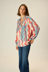 NATALIE MARTIN PENNY BLOUSE IN CORAL WAVE PEACH