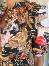 LORETTA CAPONI SEVERA REED DRESS IN RAIN FOREST