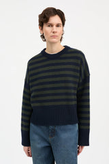 SKALL CAMPA JUMPER IN NAVY GREEN STRIPE