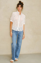 M.A.B.E. FRANI EMBROIDERED TOP IN WHITE