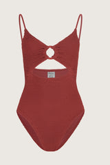 HUNZA G CRYSTAL SWIMSUIT IN METALLIC ROSEWOOD