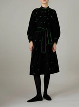 THIERRY COLSON YVONNE MIDI DRESS IN PAVILION EMBROIDERY BLACK