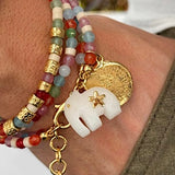 SARA LASHAY GRACE HATHI BRACELET IN JADE & AGATE