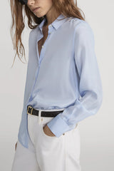 FRAME CLASSSIC SILK SHIRT IN BLUE STRIPE