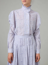 THIERRY COLSON WIND BLOUSE IN BUTHI-BLOCK PRINT BLUE