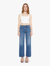 MOTHER PATCH POCKET MID RISE JEANS IN MID-BLUE