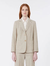WEEKEND MAX MARA COTTON & LINEN SEERSUCKER BLAZER IN SAND