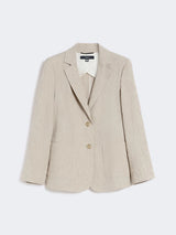 WEEKEND MAX MARA COTTON & LINEN SEERSUCKER BLAZER IN SAND