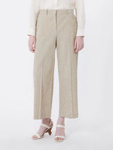 WEEKEND MAX MARA COTTON & LINEN SEERSUCKER TROUSERS IN SAND
