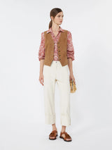 WEEKEND MAX MARA PRINTED COTTON VOILE SHIRT IN CHERRY