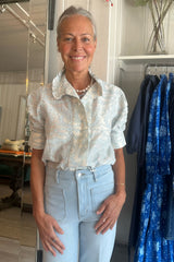 THIERRY COLSON VITA BLOUSE IN ELIZABETHAN BLOCK-PRINT CHANDERI