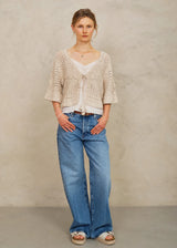 M.A.B.E. CROCHET CARDIGAN IN ECRU