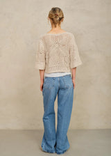 M.A.B.E. CROCHET CARDIGAN IN ECRU