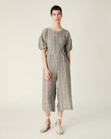 NAGUISA CHECKED JUMPSUIT IN LINEN