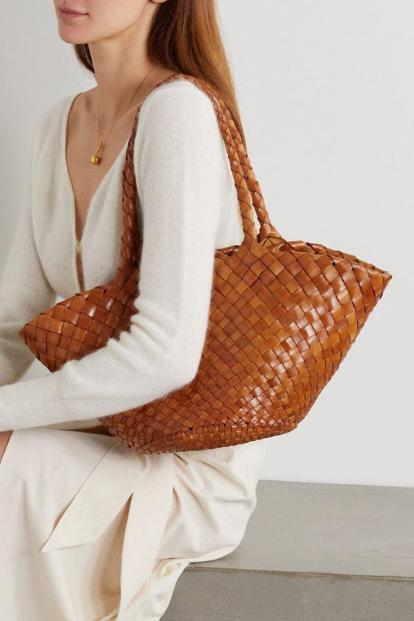 DRAGON DIFFUSION EGOLA WOVEN BASKET BAG IN TAN Sold Out