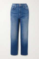 MOTHER THE RAMBLER ZIP FLOOD MID-RISE STRAIGHT LEG JEANS