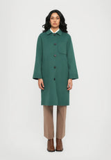 WEEKEND MAX MARA SINGLE BREASTED WOOL COAT IN FOREST