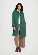 WEEKEND MAX MARA SINGLE BREASTED WOOL COAT IN FOREST