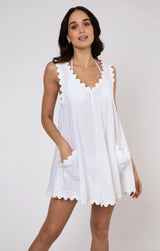 JULIET DUNN LOW BACK DRESS IN WHITE POPLIN