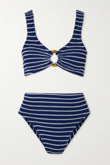HUNZA G NADINE STRIPED BIKINI IN NAVY STRIPE