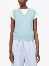 WEEKEND MAX MARA CASHMERE GILET IN LIGHT TURQUOISE