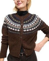 ALEX MILL AMINA FAIRISLE CARDIGAN IN CHESTNUT