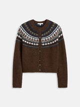 ALEX MILL AMINA FAIRISLE CARDIGAN IN CHESTNUT