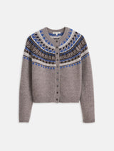 ALEX MILL AMINA FAIRISLE CARDIGAN IN TAUPE