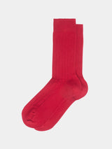 MARIA LA ROSA WOMEN'S RIBBED CASHMERE SOCKS IN RED