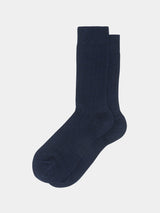 MARIA LA ROSA WOMEN'S RIBBED CASHMERE SOCKS IN NAVY