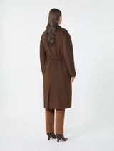 WEEKEND MAX MARA MIDI WOOL & ALPACA COAT IN CHOCOLATE